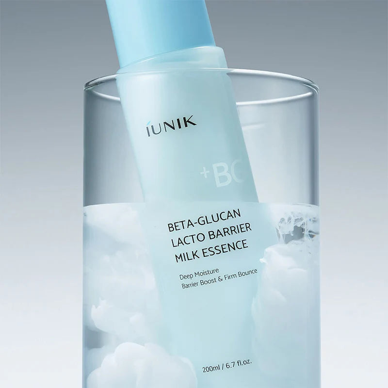 IUNIK Beta-Glucan Lacto Barrier Milk Essence veido esencija
