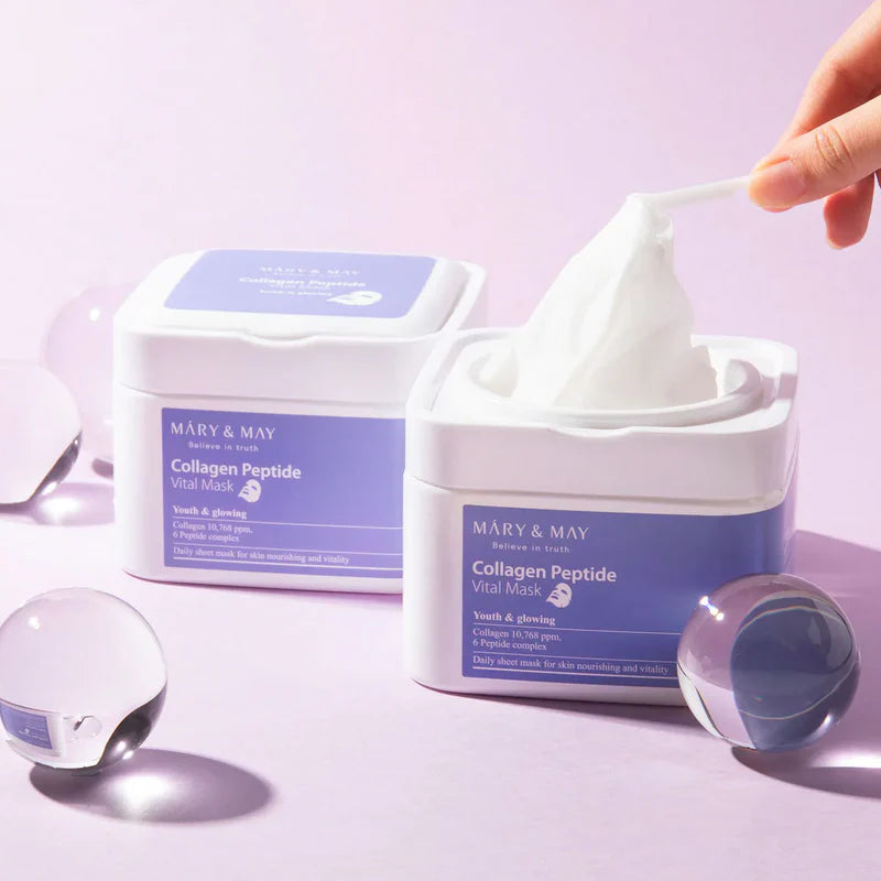 MARY&MAY Collagen Peptide Vital Mask 30pc lakštinės veido kaukės