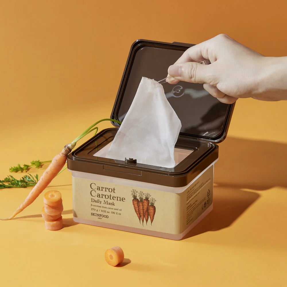 SKINFOOD Carrot Carotene Daily Mask 30 pcs lakštinės veido kaukės